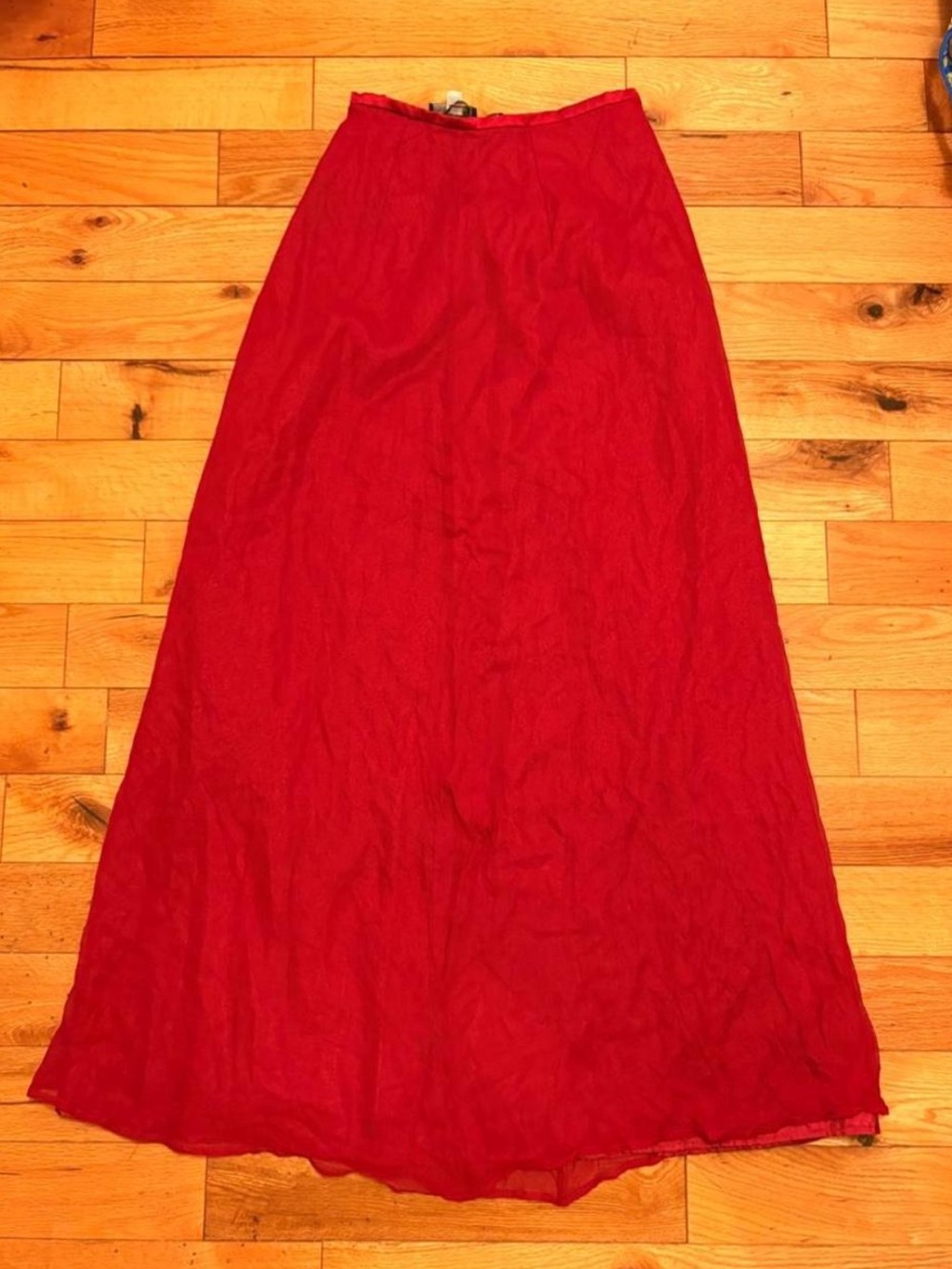 Red Silk Maxi Skirt - Classic A-Line Women's Skirt